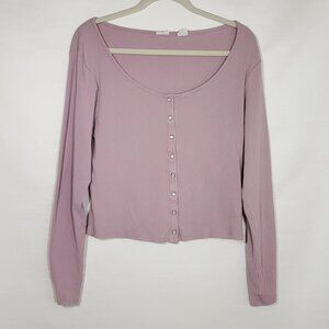 Levi's Long Sleeve Henley Top Pearl Snap Button Lilac Women's XL